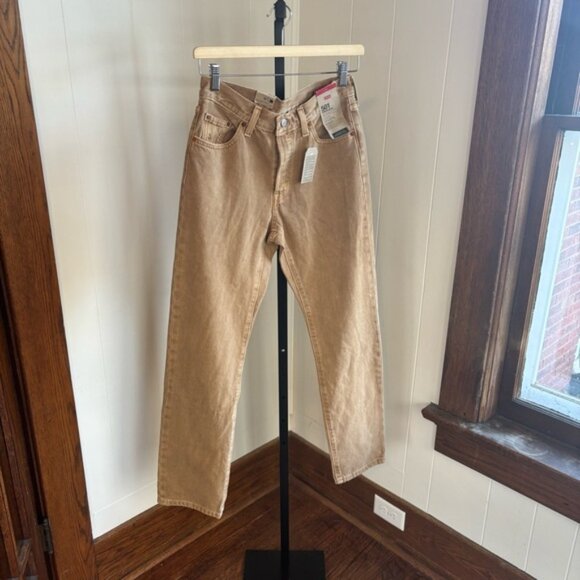 Levi’s 501 Original High Rise Straight Leg Tan Denim Jeans Women’s 25x30 NWT - Picture 3 of 9